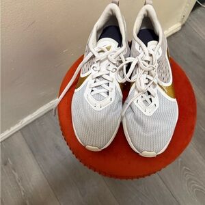 White and Gold Athletic Sneakers